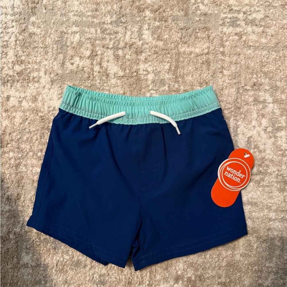 Wonder Nation Kids' Swim Trunks in Blue and Green size 18M-NWT
